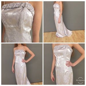 SOLD: Silver 2 piece full length dress